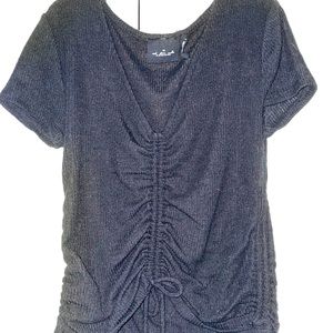 URBAN OUTFITTERS: Black ruched crop top